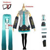 Anime Miku Cosplay Kostiumas Japonija Midi Suknele Moteriška apranga Helovinui Naujųjų Metų Vakarėlio kostiumai Perukas L