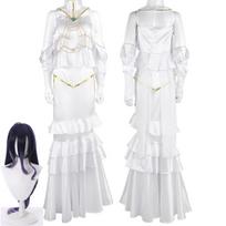 Anime Overlord Albedo Cosplay Kostiumas Moterims Perukas Galvos apdangalas Pirštinė Helovinas Kalėdos Balta Suknelė M-(Costume+Wig)