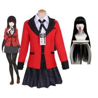 Suaugusiųjų vaikų anime Jabami Yumeko Cosplay kostiumas Kakegurui uniforma Helovino drabužiai L-(Costume+Wig)