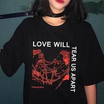Love Will Tear Us Apart Unisex Tumblr Fashion Grunge Black Tee Hipsters Punk Style Top Summer T Shirt Fashion Short Sleeve S juoda