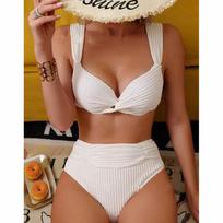 Seksualus Bikini su Kaklu Push Up Maudymosi Kostiumas Moteriški Maudymosi Kostiumai Moterims Dviejų Dalių Bikini Rinkinys Su Liemenėlės Kaušeliais Maudymosi Kostiumas Swim Lady S balta