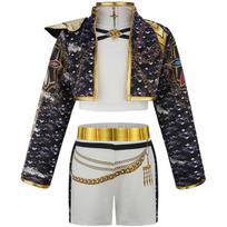 Vaikų Mergaičių POP Dainininkės Rumi Spausdinimo Šventės Cosplay Kostiumas Vaikų Super Žvaigždės Scenos Šou Viršus Šortai Striukė Rinkinys Apsirengimo Helovino Apranga 110cm juoda