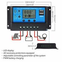 Saulės skydo valdiklis 12V/24V reguliuojamas LCD ekranas Saulės baterijos reguliatorius su dviem USB prievadais 10A-100A 10A