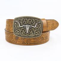 Vesterniškas kaubojiškas buliaus galvos diržas: Didelė Sagtimi Retro Odinis Punk Stilius Jaunuoliams ir Suaugusiems S (110cm long, 3.8cm wide)