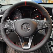 Pasidaryk pats juodas, atsparus dilimui dirbtinės odos automobilio vairo užvalkalas Mercedes-Benz Vito III ( W447 ) 2015- Kasytė Black Thread