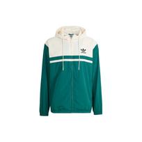 Adidas Originali spalvų bloko logotipu marginta ilgomis rankovėmis su gobtuvu vėjo nepraleidžianti striukė vyrams viršutiniai drabužiai žalia IU0201 XS