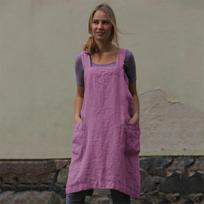 Medvilninės ir lininės prijuostės, namų drabužiai, rankų darbo prijuostės su petnešėlėmis sodininkystei S rožinė