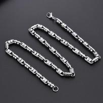 Men's Trendy Stainless Steel Interlocking Chain Necklace with Double Gear Splice Design 18cm+5cm Extension