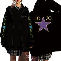 Jojo's Bizarre Adventure Stone Printing Hoodie Laisvas Unisex Anime stiliaus gobtuvas rudens pavasario viršus XXXL juoda