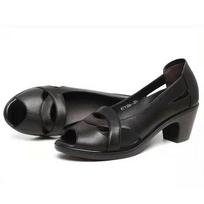 „Peep Toe“ sandalai moterims aukštakulniai Elegantiški moteriški aukštakulniai sandalai Vasariniai moteriški batai su aukštakulniais juodais kvadratiniais kulnais 41 juoda