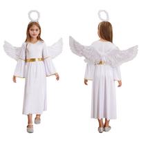 3 vnt. mergaičių angelo Halloween Cosplay kostiumo princesės suknelė su Angel Wings galvos juostos lazdelių rinkinys 5-6 Years