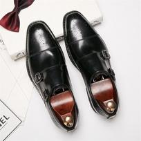 Brogue Vyriški Monk Strap Formalūs Batai Natūrali Oda Rankų Darbo Dvigubi Sagtys Smailus Pirštas Vestuvėms Verslo Suknelės Batai Vyrams 38 juoda