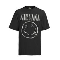 Retro Nirvana šypsenėlės juostelės Muzika Rokenrolis Grunge Kurt 80-ųjų Vyriški ekologiški marškinėliai L
