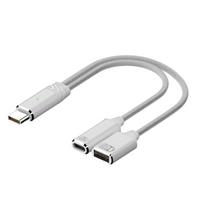 USB C daliklis Type C dvigubas kištukas 100W greito įkrovimo adapteris Daliklio laidas Type C vyriškas į dvigubą moterišką laidą telefonui balta