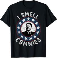 Ronaldas Reaganas Aš Užuosiu Komunistus Retro Vintažinis Politinis Humoras Unisex Marškinėliai L black