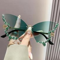 Prabangūs Diamond Butterfly Akiniai nuo saulės Moteriški Vintažiniai Rimless Oversized Akiniai nuo saulės Moteriški akiniai gafas de sol black