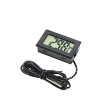 3 paketų mini LCD skaitmeninis termometras higrometro temperatūros drėgmės matuoklis su išoriniu jutikliu automobiliui / šaldytuvui / akvariumui / kambariui 4.8*2.8*1.5cm,1M juoda