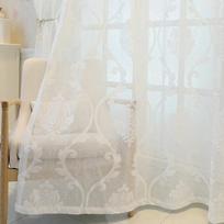 Gėlėmis siuvinėtos permatomos užuolaidos miegamojo ir svetainės dekoravimui, elegantiški gėlių raštai, galima skalbti mašinoje 100*200CM white
