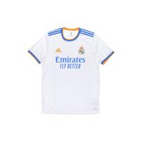Adidas Madrido „Real“ 21–22 m. namų gerbėjų marškinėliai su logotipo juostelėmis Vyriški viršutiniai drabužiai, balti GQ1359 XXL