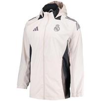 Adidas Real Madrid Treniruočių Laisvalaikio Striukė Su Gobtuvu Ilgomis Rankovėmis Vintažinė Unisex Striukė Kreminė IT5121 S