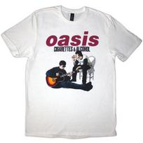 Oasis T-shirt Cigaretes & Alcohol Noel Liam Gallagher Oficialus Naujas Baltas M