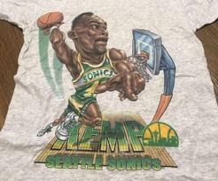 Shawn Kemp Krepšinio Marškinėliai Pilki Medvilniniai Visų Dydžių JJ4194 L