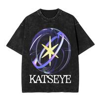 Vyriški marškinėliai su Katseye viršelio logotipu, viršutiniai marškinėliai, vasariniai vintažiniai marškinėliai trumpomis rankovėmis, O formos iškirptė, hipsteriški laisvi marškinėliai, viršutiniai marškinėliai S