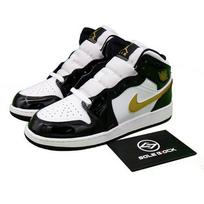 Air Jordan 1 Mid Patent Black White Gold Vyriški 852542-007 GS Vaikams BQ6931-007 EU 39 auksas