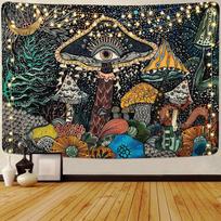 Hipiška Grybo Gobelenas Psichodeliniai Akys Gobelenai Trippy Jūros Povas Bohemiškas Sienų Dekoras Abstraktus Vandenyno Paplūdimio Rankšluostis 95x73cm