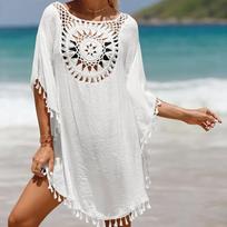 Moterų paplūdimio Cover Up maudymosi kostiumėlis Paplūdimio suknelė Suknelė Vasaros Bikini Maudymosi kostiumėliai Kaftan One size balta