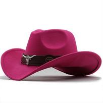 Vakarų kaubojiška kepurė Chapeu juoda vilna vyriška moteriška kepurė Hombre Jazz kepurė Cowgirl didelė vyriška skrybėlė sombreros 56-58cm 56-58CM pink