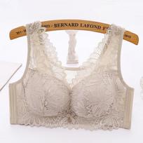 Nėriniai Sexy Push Up Liemenėlė Moteriški besiūliai apatiniai Belaidis Minkštas Plonas Bralette Didelio dydžio liemenėlės Gatherd Gatherd Brassiere apatinis trikotažas 38B smėlis