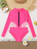 One-piece Kids Swimsuit Girls Swimwear Summer Beach Wear Swimming Suit for Girls 5-14Years 110 ryškiai rožinė