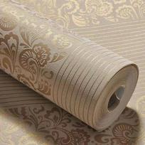 Namų dekoras Tapetai Prabangūs miegamojo tapetai 3D dryžuoti tapetai Europos stiliaus dideli reljefiniai gėlių tapetai 0.53 x 3m chaki
