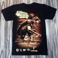 Linkin Park Linkin Doodle Soldiers American Rock Boy Boy Boy T-shirt Short Sleeves#Color S juoda