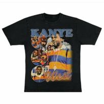 Kanye West Marškinėliai Bootleg Rap Tee Trumpomis Rankovėmis Unisex Juodi Vintažinio Stiliaus Marškinėliai S juoda