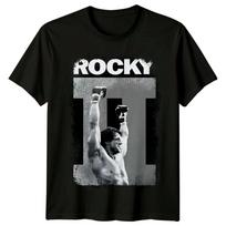 Rokis II (1979 m) Filmo plakato įkvėpti marškinėliai Retro 70-ųjų marškinėliai Unisex Gerbėjams Dovana L gray