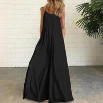 VONDA moteriška berankove Bohemia ilga maxi suknelė vasaros paplūdimio saulės suknelei Sexy Spagetti Strip Plus Size M raudona