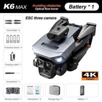Naujas K6 Max Drone Trijų kamerų 4K Profesionalus HD keturių krypčių kliūčių išvengimo optinis srauto padėties nustatymo skraidantis oro dronas Battery x 1 juoda