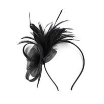 Tinklinė gėlių plaukų lankelis moterims Elegantiškas 1920-ųjų plunksninis galvos apdangalas Neslystantis Flapper fascinatorius Plaukų juosta oficialiam renginiui juoda