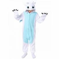 Kigurumi vienasalis vaikams, Pasakų personažo Toothless pižama vaikams, Gyvūno pižama berniukams ir mergaitėms, Kostiumas namams, Cosplay vakarėlio kostiumas 100 balta