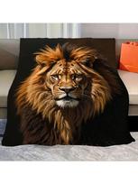 1 vnt. Flanelinis pledas Liūtas Karalius Fleece pledas - Jaukus minkštas užtiesalas sofai ir lovai 75X95CM pilka spalva