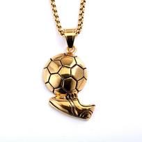 Men's Retro Stainless Steel World Cup Football Pendant Necklace Gold - Pendant Only