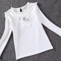 YUBAOBEI Mergaičių Palaidinės Pavasariniai Kūdikių Drabužiai Vaikiški Drabužiai Mokyklinė Palaidinė Medvilnė Vaikiški nėriniuoti marškiniai Blusas Vaikiški Drabužiai 8T balta