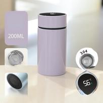 200 ml temperatūros ekranas Išmanusis termosas vandens butelis Protingas nerūdijančio plieno vakuuminės kolbos termosai kavos puodelis 200ml gray