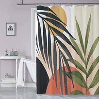 Audinio dušo užuolaidos vonios kambariui Mid Century Boho dušo užuolaidos Abstract Tropical Leaf vonios gydymo plokštės su kabliukais 150x180cm