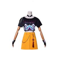 Demonų medžiotojų Mira Cosplay kostiumas K-pop Mira Cosplay Anime Cosplay apranga Aksesuarai Scenos pasirodymas Vakarėlis Vaidmenų žaidimas Uniforma M 45-50kg smėlis