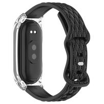 Case+Silicone strap for Xiaomi Mi Band 10 Sport Rubber Bracelet Wristband pulseira correa for Xiaomi Smart Band 10 9 8 NFC Accessories Xiaomi Smart Band 10 juoda