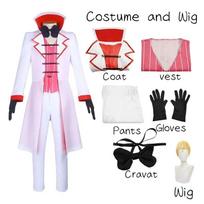 Liuciferis Hazzbin Cosplay Kostiumas Kaklaraištis Kostiumas Vyriškas Uniforminis Kostiumas Švarkas Liemenė Kelnės Perukas Helovinas Gimtadienio Šventė Vyriškas Kostiumas L-(Costume+Wig)