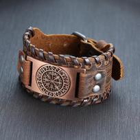 „Vnox“ vyriškos stilingos vikingų odinės apyrankės, roko punk kompasas, žavus vyriškas riešo papuošalas, reguliuojamas ilgis adjustable
